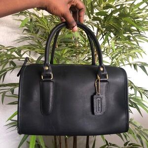 Vintage Coach Black Leather Madison Satchel Doctor Bag Purse USA 1980 Top Handle
